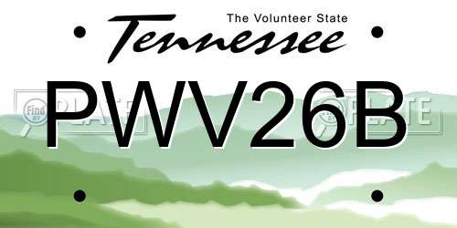 PWV26B Tennessee License Plate