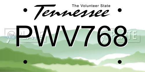 PWV768 Tennessee License Plate