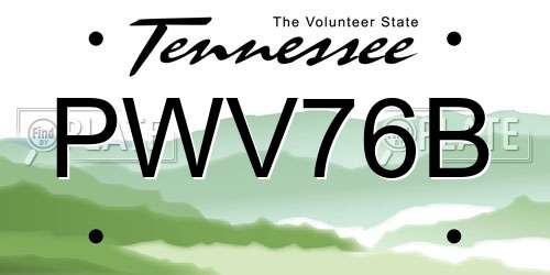 PWV76B Tennessee License Plate