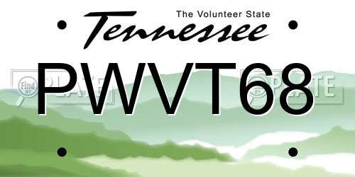 PWVT68 Tennessee License Plate