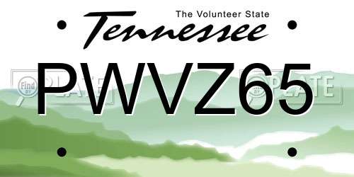 PWVZ65 Tennessee License Plate