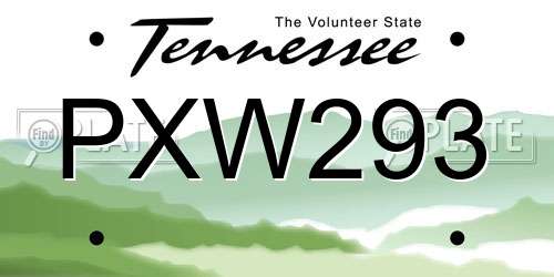 PXW293 Tennessee License Plate