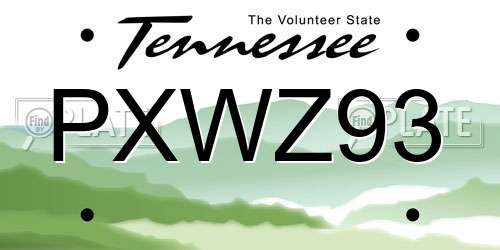 PXWZ93 Tennessee License Plate