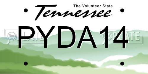 PYDA14 Tennessee License Plate