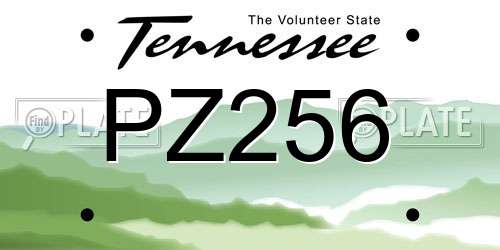 PZ256 Tennessee License Plate