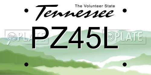 PZ45L Tennessee License Plate