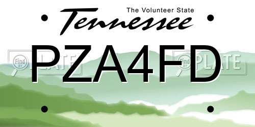 PZA4FD Tennessee License Plate