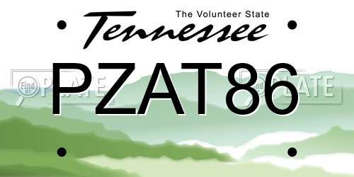 PZAT86 Tennessee License Plate