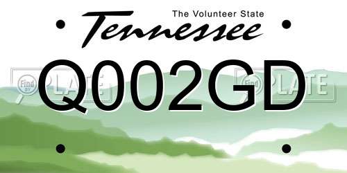 Q002GD Tennessee License Plate