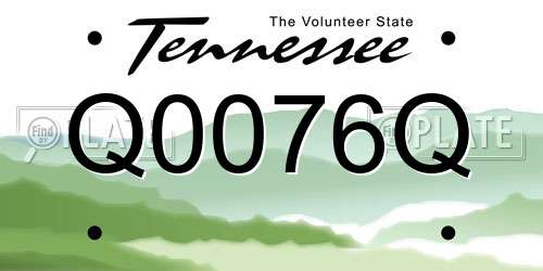 Q0076Q Tennessee License Plate