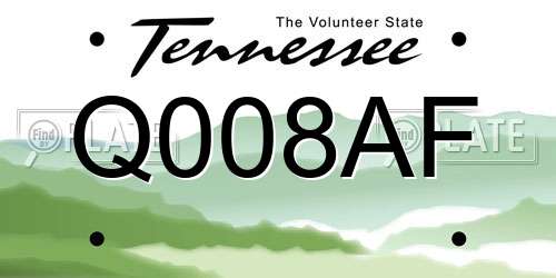 Q008AF Tennessee License Plate