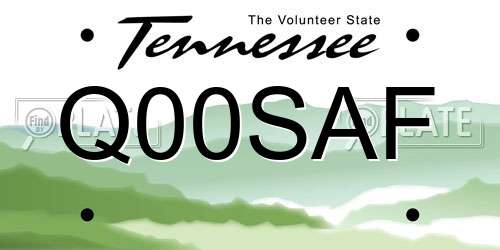 Q00SAF Tennessee License Plate