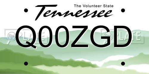 Q00ZGD Tennessee License Plate