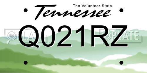 Q021RZ Tennessee License Plate