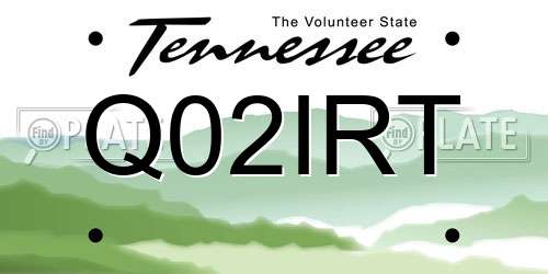 Q02IRT Tennessee License Plate