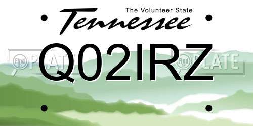 Q02IRZ Tennessee License Plate
