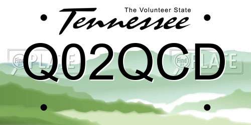 Q02QCD Tennessee License Plate