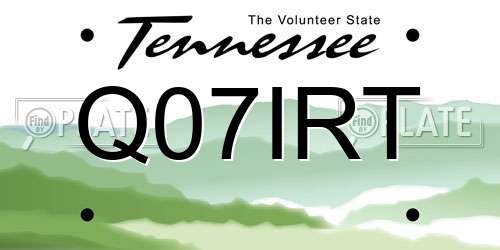 Q07IRT Tennessee License Plate