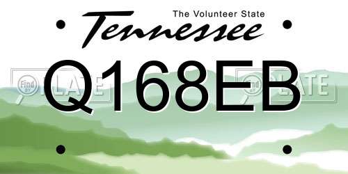 Q168EB Tennessee License Plate
