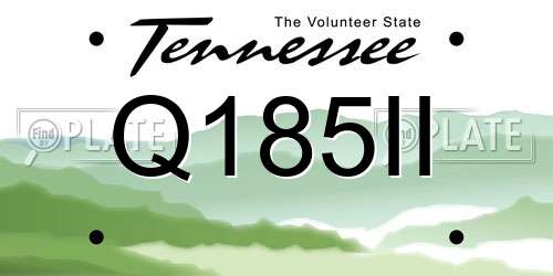 Q185II Tennessee License Plate