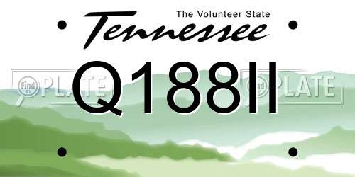 Q188II Tennessee License Plate