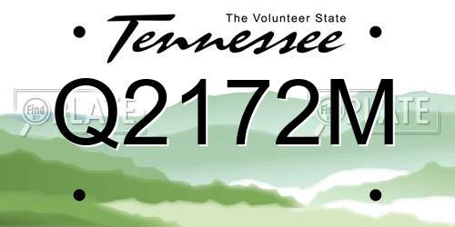 Q2172M Tennessee License Plate
