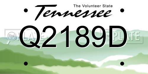 Q2189D Tennessee License Plate