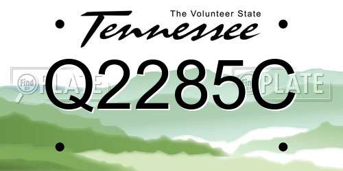 Q2285C Tennessee License Plate