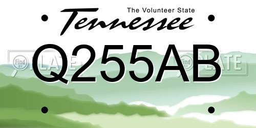 Q255AB Tennessee License Plate
