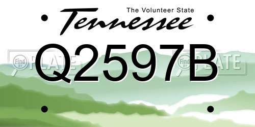 Q2597B Tennessee License Plate