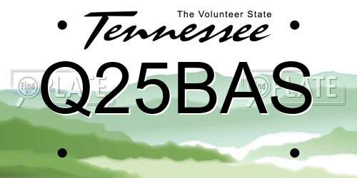 Q25BAS Tennessee License Plate