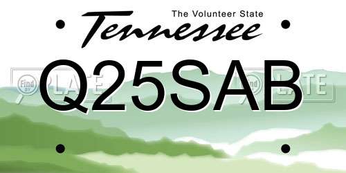 Q25SAB Tennessee License Plate
