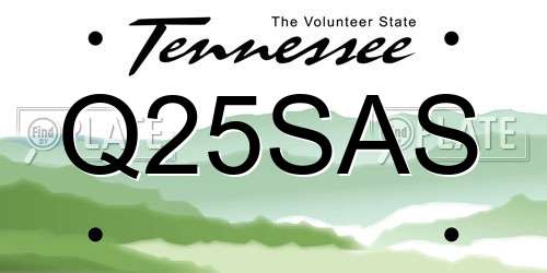 Q25SAS Tennessee License Plate