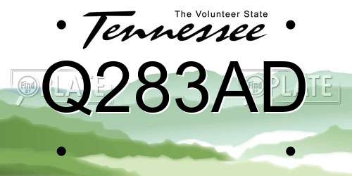 Q283AD Tennessee License Plate
