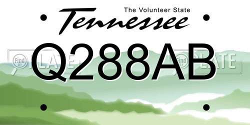 Q288AB Tennessee License Plate