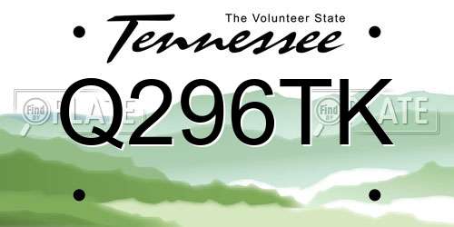 Q296TK Tennessee License Plate