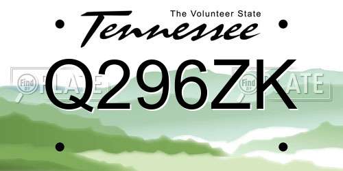Q296ZK Tennessee License Plate