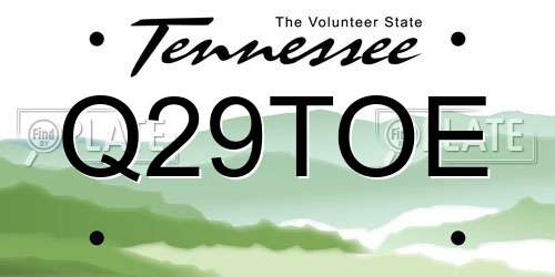 Q29TOE Tennessee License Plate