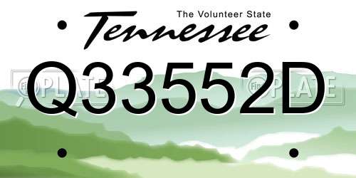 Q33552D Tennessee License Plate