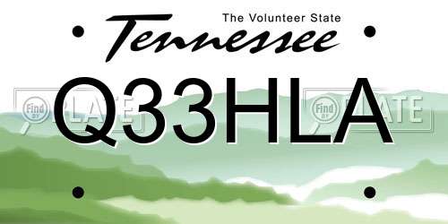 Q33HLA Tennessee License Plate