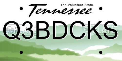 Q3BDCKS Tennessee License Plate
