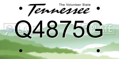 Q4875G Tennessee License Plate