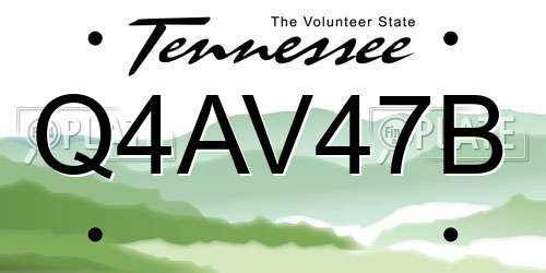 Q4AV47B Tennessee License Plate