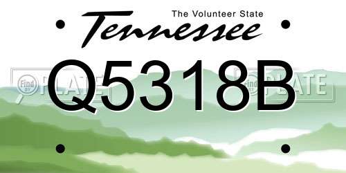Q5318B Tennessee License Plate