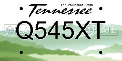 Q545XT Tennessee License Plate