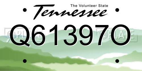 Q61397O Tennessee License Plate