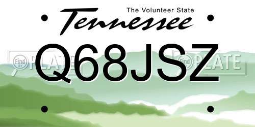 Q68JSZ Tennessee License Plate