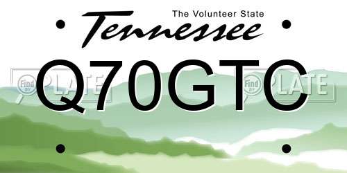 Q70GTC Tennessee License Plate