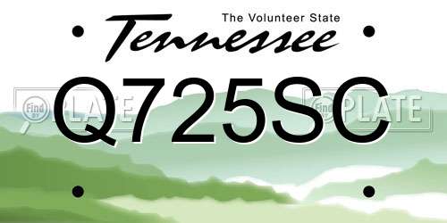 Q725SC Tennessee License Plate