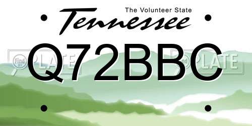 Q72BBC Tennessee License Plate